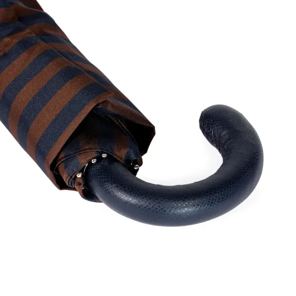Maglia Striped Telescopic Umbrella "Regimental" With Leather Handle