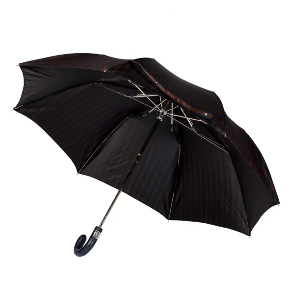 Maglia Striped Telescopic Umbrella "Regimental" With Leather Handle