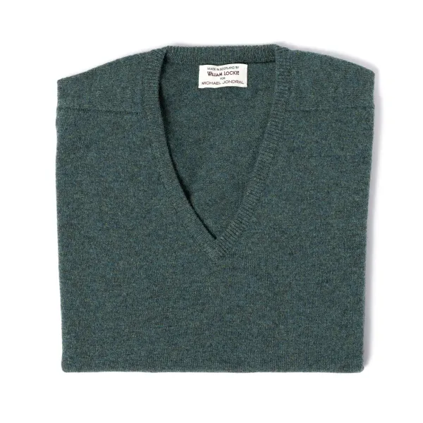 William Lockie Sweater "Leven Vee" Made Of Geloong Lambswool - 2 Ply