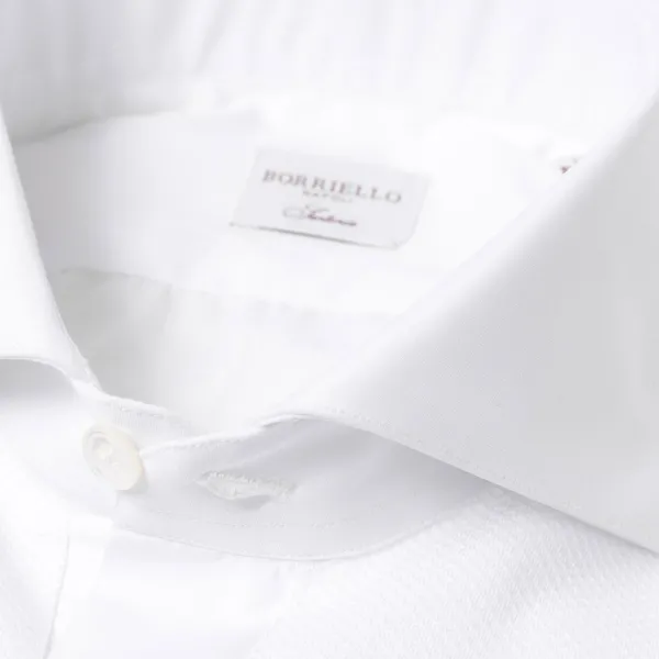 Borriello Tuxedo Shirt "Sartorial-Piquet" Made Of Cotton Poplin From Thomas Maso