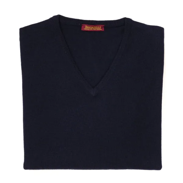 Brigatelli dal 1922 V-Neck Jumper Made From Merino Wool And Cashmere - 1 Ply Cashmere Blen