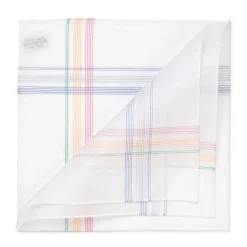 Simonnot-Godard White Cotton Handkerchief "Honfleur" With Colorful Pattern