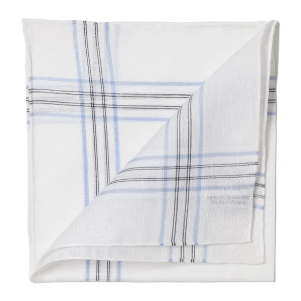 Simonnot-Godard White Patterned Pocket Square Made Of Linen And Cotton