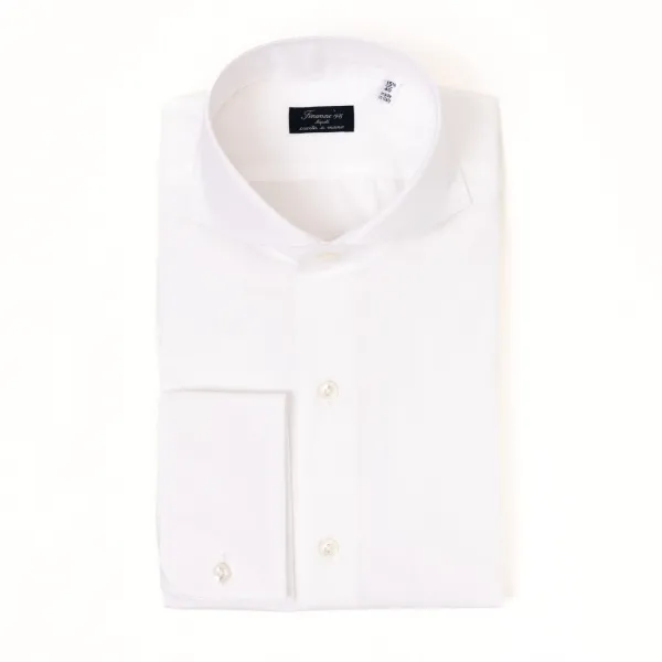 Finamore 1925 White Shirt "Pop Extreme" Made Of Pure Cotton From Alumo - Collo Sergi