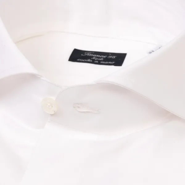 Finamore 1925 White Shirt "Pop Extreme" Made Of Pure Cotton From Alumo - Collo Sergi