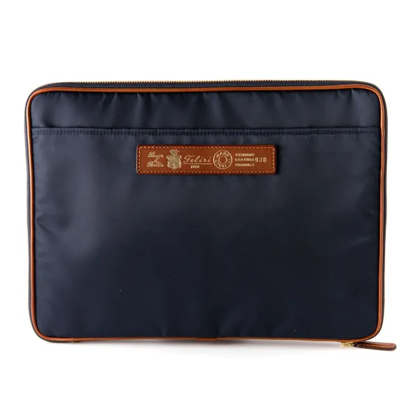 Felisi Zip-Case "Notebook" Made Of Nylon And Saddle Leather